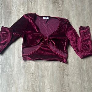 Burgundy Velvet Crop Top size large new with out tag 🏷️